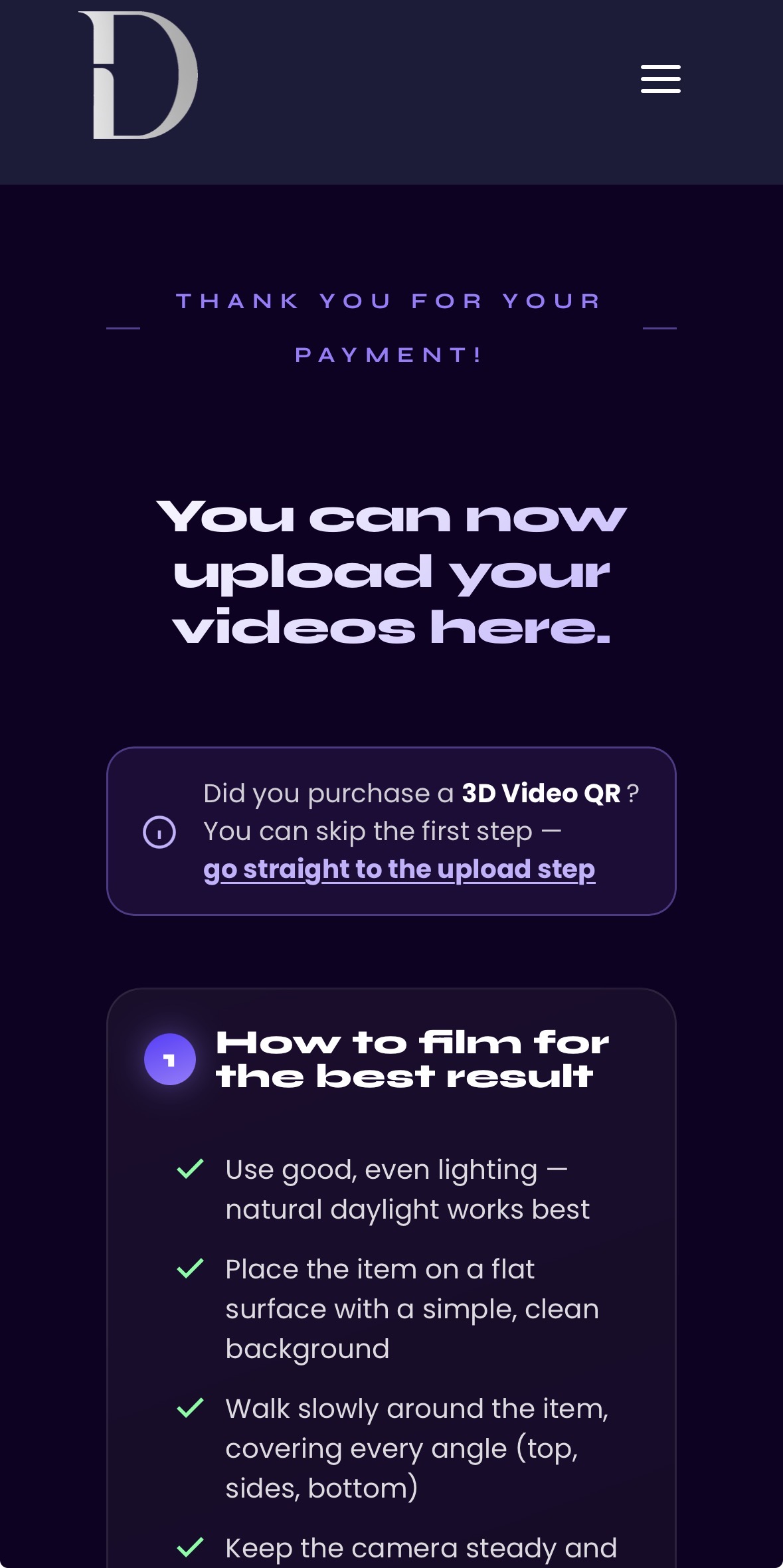 Upload page