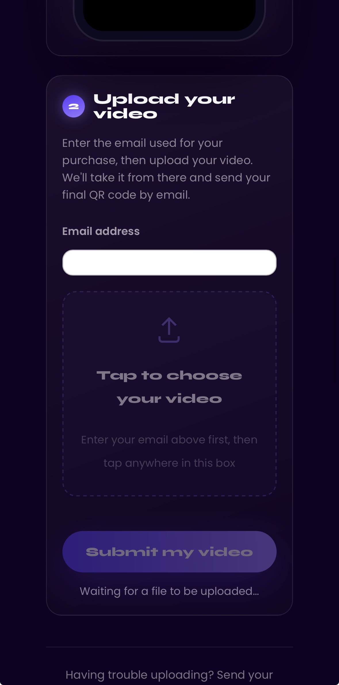 Upload page